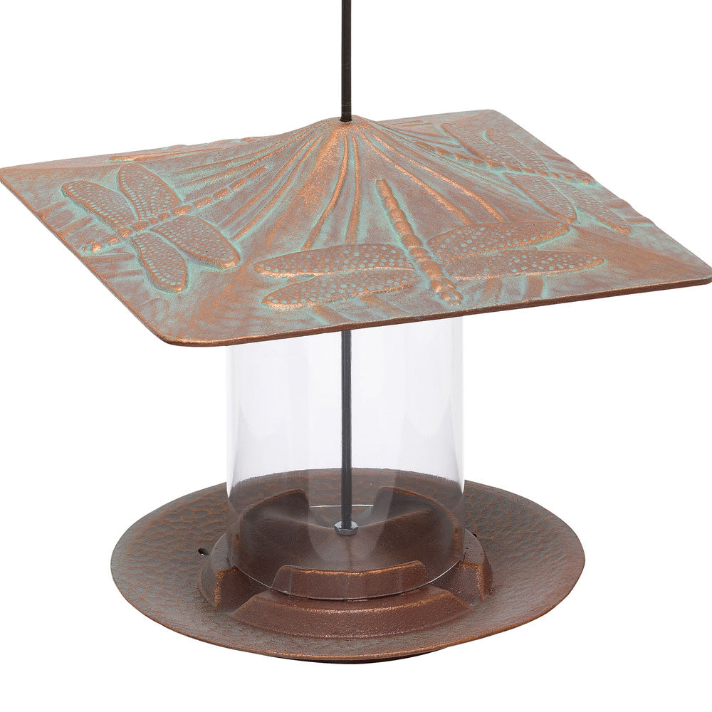 6 Inch Tube Metal Bird Feeder - Dragonfly
